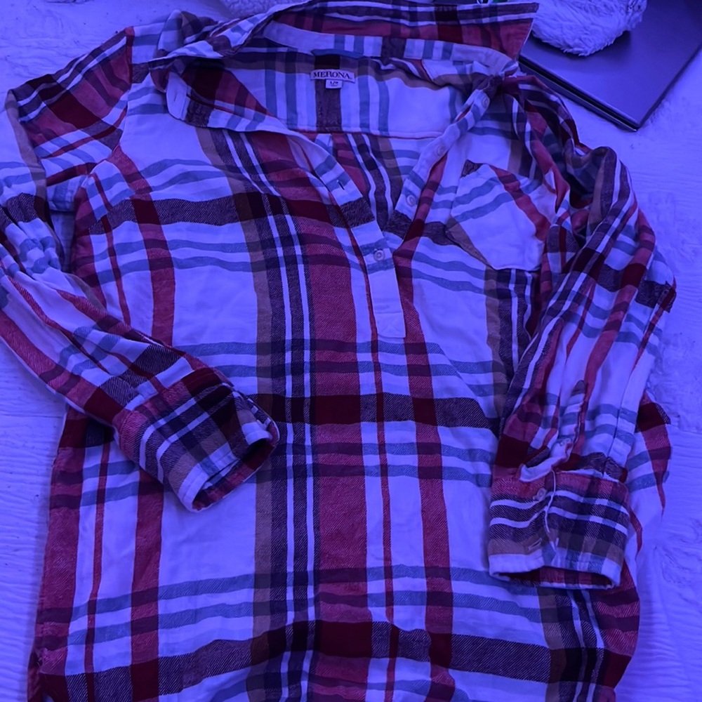 Merona red,blue white and baige flannel